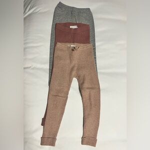 3 pairs of girl leggings - Beige, Brown and Gray
